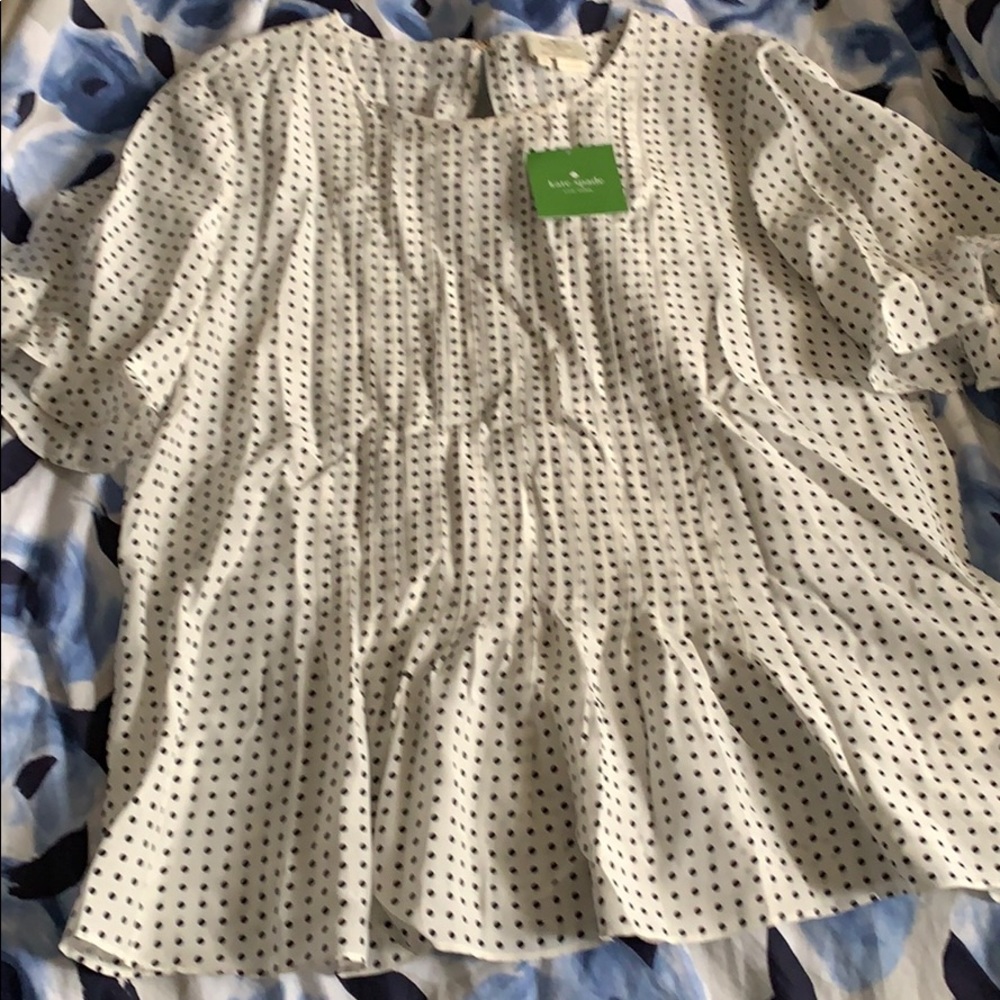 Kate spade silk black and white polka dot blouse M
